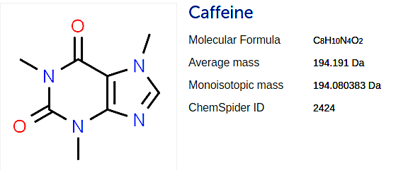 1,3,7-trimethylxanthine (Caffeine) profile screenshot