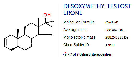 Desoxymethyltestosterone (Madol) molecular structure