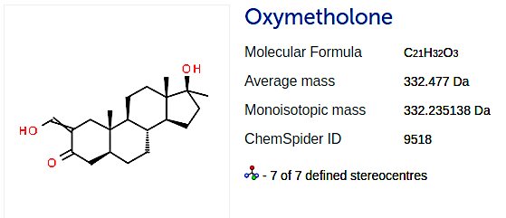 Oxymetholone chemical structure illustration