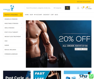 Steroids World homepage screenshot