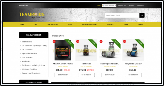 TeamRoids homepage screenshot with customer feedback and products